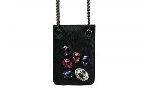 Leather Messenger with Multicolored Stones